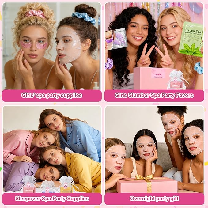 110 PCS Spa Party Supplies for Girls, Includes Face Masks, Hand Cream, Lip Balm, Eye Patches, Lip Mask & Soap Sheets, Ideal Bulk Sleepover & Birthday Party Favors for Women & Girls