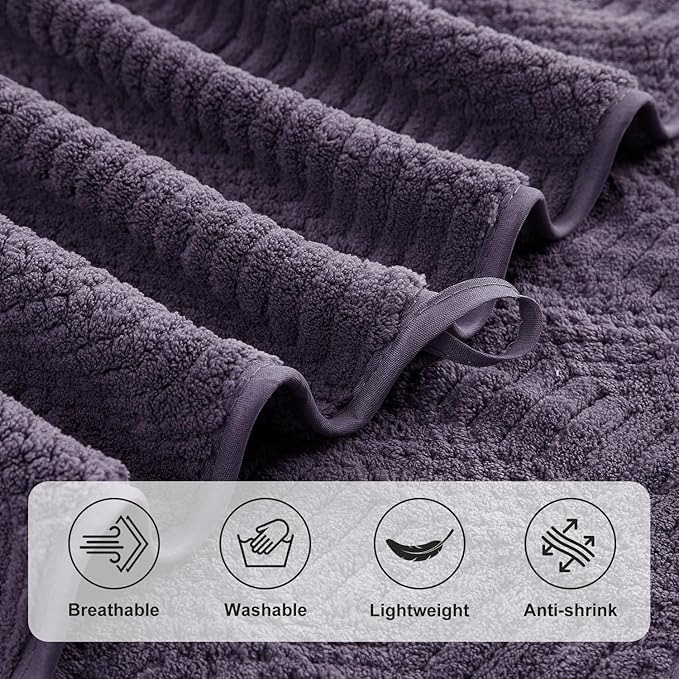 Ycosy 4 Pack Extra Large Microfiber Bath Towels Set,35x70 inches,600GSM,Less Lint Highly Absorbent Super Soft & Quick Dry,Oversized Bath Towels,Perfect for Bathroom Gym Pool,Dark Purple