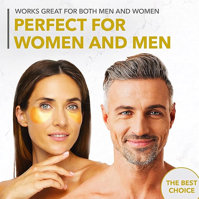 Arvesa Under Eye Mask for Dark Circles and Puffiness, Wrinkles, 24k Gold Under Skincare Treatment Patches for Puffy Eyes with Collagen for Women and Men - Gel Pads - 30 Pairs