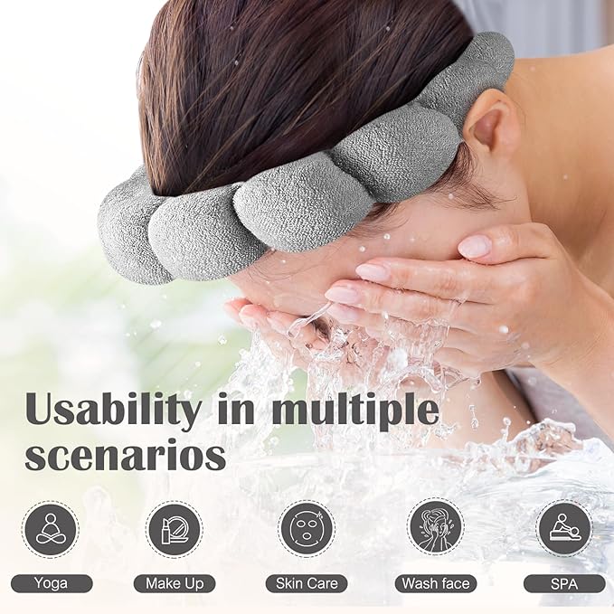 Ztomine Spa Headbands for Washing Face or Facial, Set of 2 Skincare Headbands, Terry Cloth Headband Wash Combo Pack - Puffy Makeup Washing, Mask, Skin Treatment