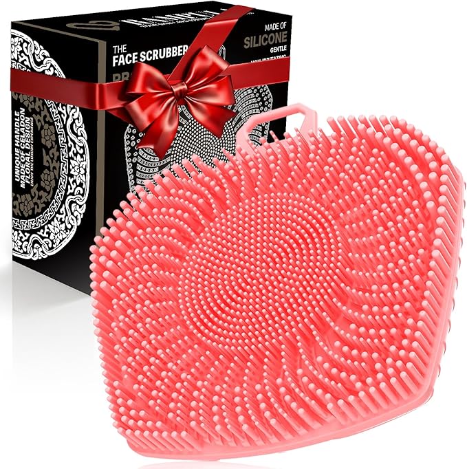 RamPula Face Scrubber, Silicone Exfoliating Brush for Men Women, Facial Cleansing Brush, Manual Waterproof Cleansing Skin Care, Blackhead Removing Pore Cleansing Massaging Face Brushes - Pink