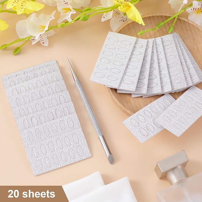 HINZIC Stainless Steel Nail Cuticle Pusher Tools Dual Ended Cuticle Remover Self-Adhesive 240 Grit Sandpaper Sheets Nail Care Replacement for Women Girls