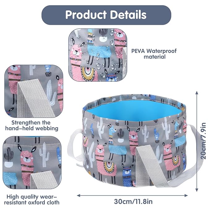 Molain Foldable Bucket for Soaking Feet, Portable Foot Bath Tub Spa Basin Grey Footbath Bucket for Travel Home Pedicure Outdoor