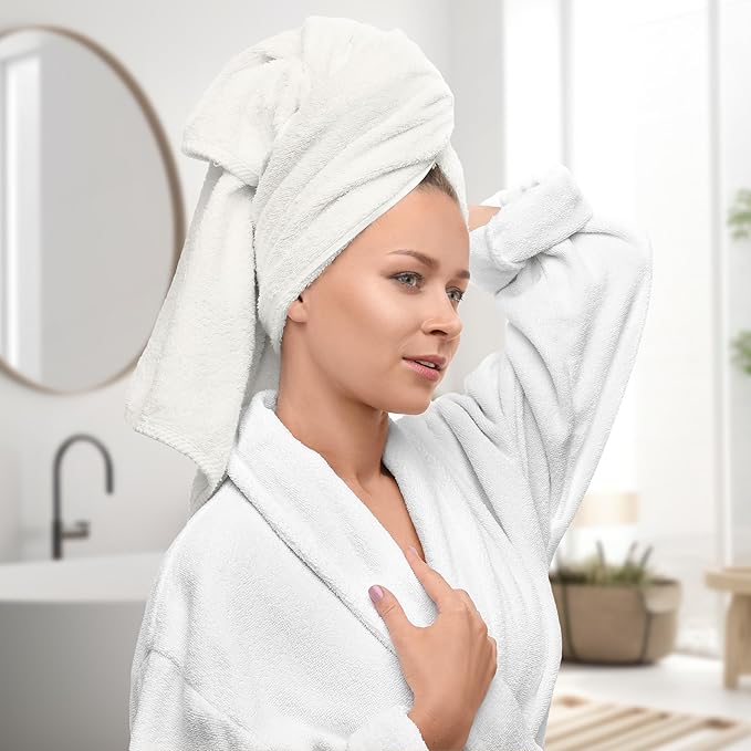 Avalon Towels White Bath Towels Set of 4 pcs (27x54 inches), 100% Cotton Towel Absorbent and Quick Dry White Towels for Bathroom, Super Soft and Perfect for Daily Use