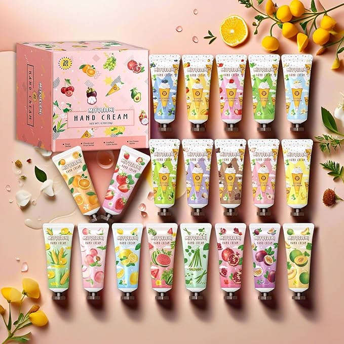 20 Pack Hand Cream Gift Set , Mothers Day Gifts, Moisturizing Hand Lotion Travel Size for Dry Hands, Birthday Gifts for Women&Teen girls, Teacher Appreciation Gifts, Nurses Week Gifts, Mini Bulk Gifts