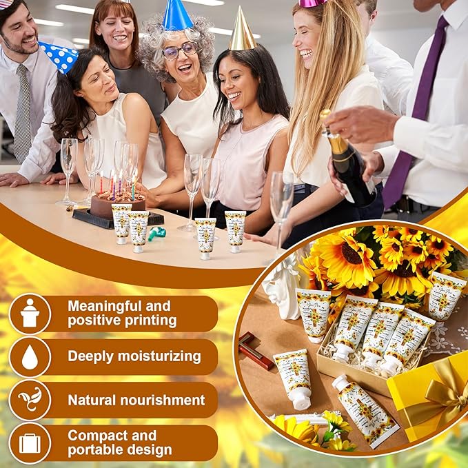50 Pack Christian Hand Lotion Bulk Gifts for Women Mother's Day Gifts Bible Mini Travel Hand Lotion for Women Church Appreciation(Sunflower)