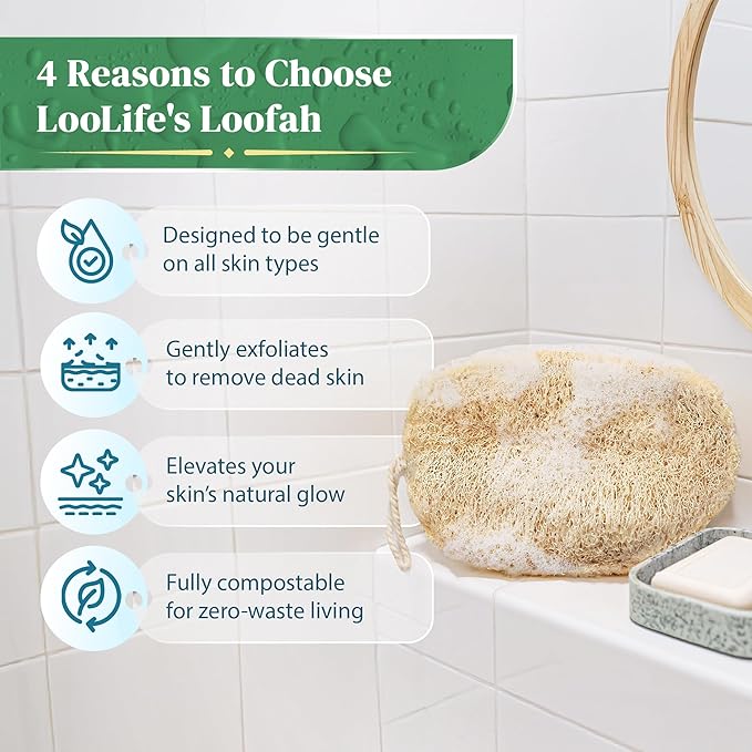 Natural Loofah Exfoliating Sponge (3 Pack) - Organic Loofah for Body - Biodegradable Shower Luffa - Natural Bath Sponges Loufa - Estropajos para el Cuerpo