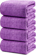 SEISSO Bath Towels, Extra Absorbent & Quick Drying Lightweight Fiber Towels, Premium Big Soft Bath Towel for Fitness, Spa, Sports Towels, Yoga Towel, Dark Purple(4 Pack)