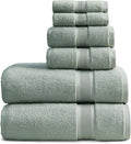 Springtree Home Luxury Bamboo Rayon Bath Towel Set 6 Piece Set | 35% Bamboo Rayon - 65% Cotton | Absorbent Quick-Dry Towels for Bathroom | Oeko-TEX Standard 100 Cotton | Eucalyptus