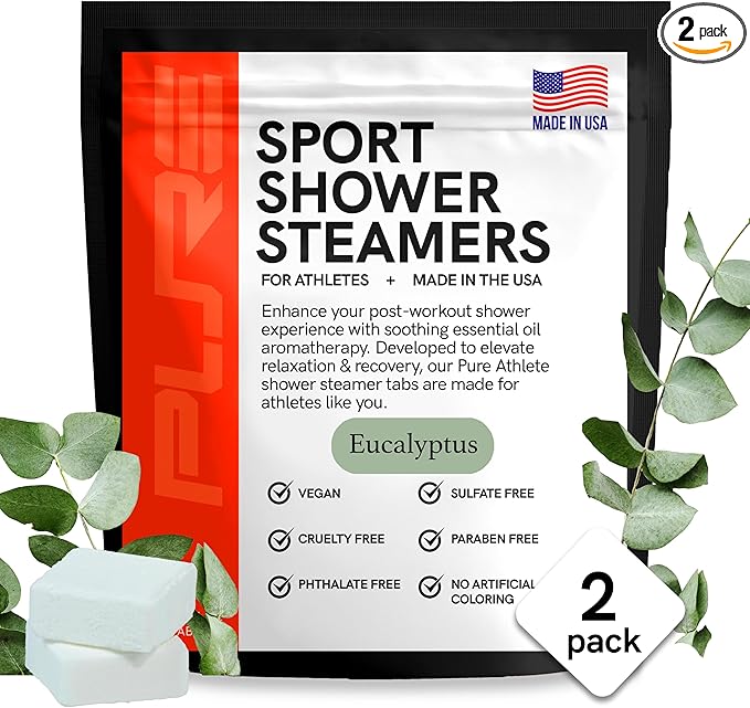 Sport Shower Steamers - USA Made with Natural Eucalyptus Essential Oil, Aromatherapy, Stress and Sinus Relief, Muscle Recovery for Athletes, Best Birthday Presents and Mother’s Day Gifts for Runners