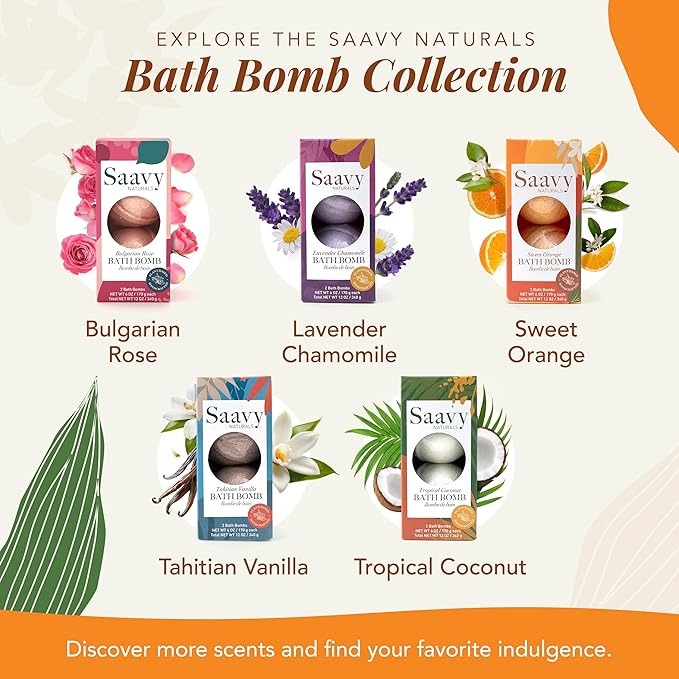 Saavy Naturals Bath Bombs – Relaxing Foaming Fizz Bubbles, Organic Bath Bombs for Women and Kids with Jojoba Oil - Gentle for Sensitive Skin - Made in USA - Sweet Orange (1 Pack) - 12 oz