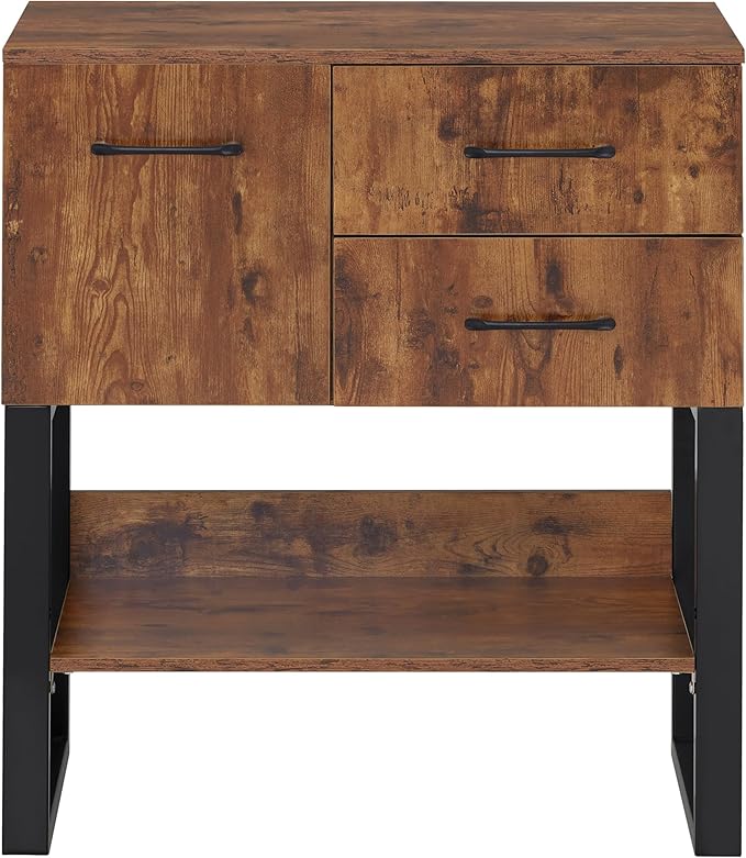 BarberPub Styling Barber Station, Wall Mount Storage Cabinet, Salon Equipment for Hair Stylist, Spa Beauty Makeup Organizer with Drawers & Shelf 3185 (Brown & Black)