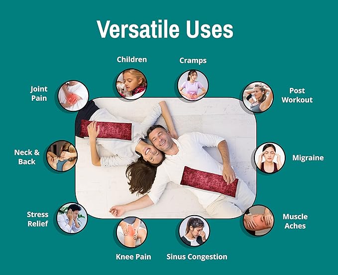 Microwavable Corn Filled Heating Pad and Cold Pack/Washable 100% Cotton Cover (Etched - Burgundy, 5.25in W x 17.25in L)