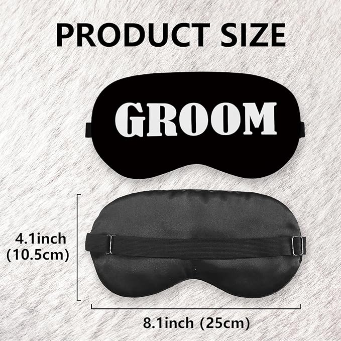 Groom Silk Eye Mask for Sleeping, Groom Black Eye Mask,Bachelorette Gifts Blindfold Adjustable Strap Night Sleep Mask for Bride Groom, Engagement Wedding Gifts Sleeping Mask Eye Cover
