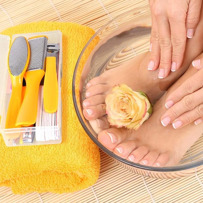 Professional Foot Care Kit, 30-Piece Pedicure Set with Foot File, Callus Shaver, Hard Skin Remover (Yellow)