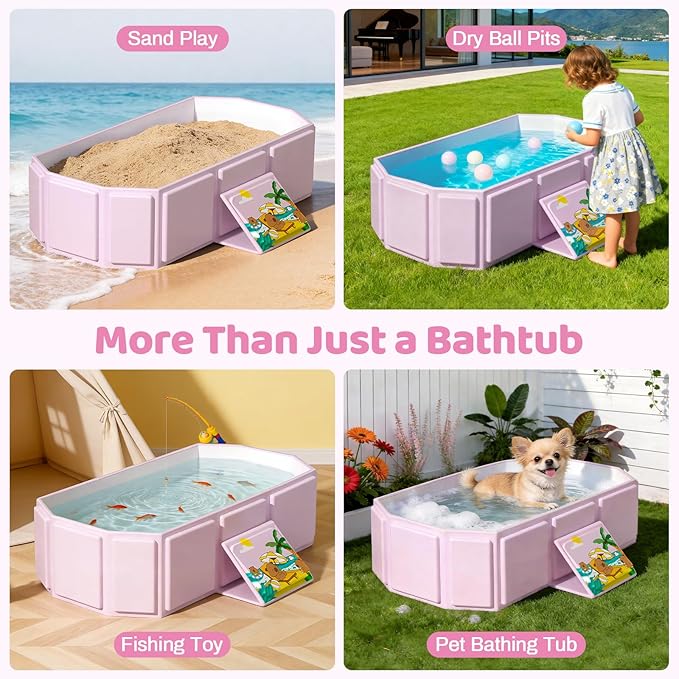 Portable Bathtub, Foldable Bathtub No Installation, Bathroom SPA Soaking Tub, Shower Stall Collapsible Hot & Ice Bath Tub (Light Green, 29.5"L x 17.7"W x 9.8"H)