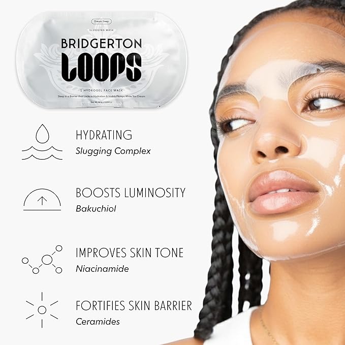 LOOPS Beauty Bridgerton™ NETFLIX Enduring Romance Set -The Best Hydrogel Korean Face Masks for Every Skin Moment Face Mask -2 Hydrating Masks -Dream Slleep and Double Take -All Skin Types, 2pc