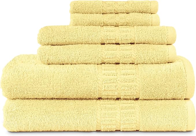 MyPillow MyTowels 6 Piece Set - 100% Cotton Soft Absorbent Towels for Bathroom, 2 Bath Towels, 2 Hand Towels, 2 Washcloths [ 6-Piece Set, Amber]