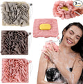 3 Pcs Washcloth Loofah Combo, 2 in 1 Bath Loofah Sponge with Drawstring, Exfoliation Mesh Shower Puff Ball for Body Wash Cleansing and Smooth Skin (Grey Coffee Pink)