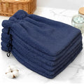 VOOVA & MOVAS 6-Pack Bath Mitts for Shower, 100% Cotton Soft Absorbent Wash Cloths with Hanging Loop, 8.3x6.3 Inch European Style Bathing Gloves for Body & Spa, Navy