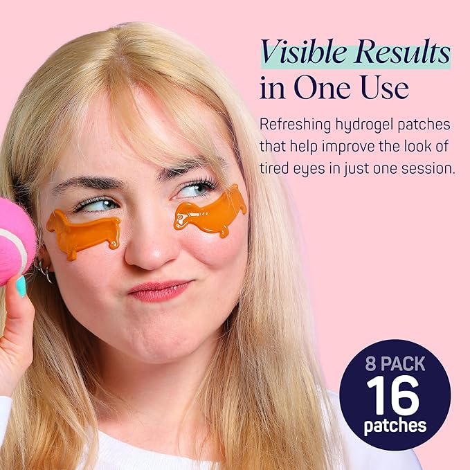 SpaLife So Fetch Hydrogel Under Eye Patches for Dark Circles | Mothers Day Gifts | Dachshund Under Eye Patches for Puffy Eyes | Weiner Dog Undereye Bags | Pack of 8 Pairs (8 Undereye Treatments)