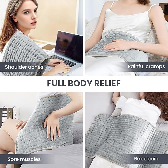 Heating Pad - Electric Heating Pad for Back Pain and Cramps Relief, Moist Heat Pad for Shoulder, Knee, Neck, 6 Heat Settings & Auto Shut Off and Machine Washable, 30" x 16"