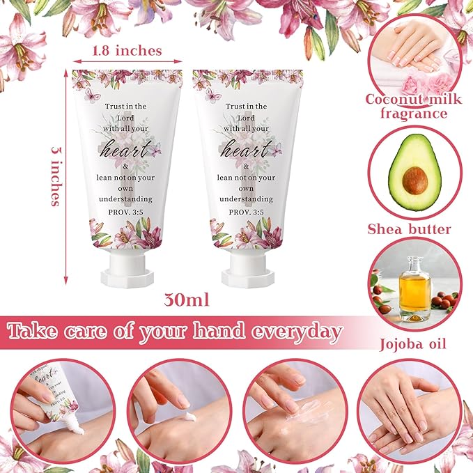 50 Pack Christian Hand Lotion Bulk Gifts for Women Mother's Day Gifts Bible Mini Travel Hand Lotion for Women Church Appreciation(Christmas)