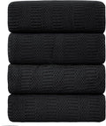 Ycosy 4 Pack Extra Large Microfiber Bath Towels Set,35x70 inches,600GSM,Less Lint Highly Absorbent Super Soft & Quick Dry,Oversized Bath Towels,Perfect for Bathroom Gym Pool,Black