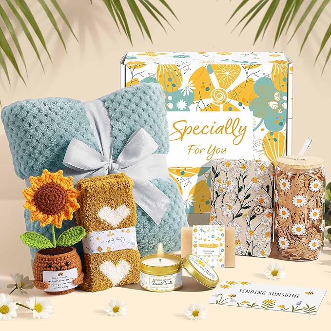 Wasocol Self Care Gifts for Women Gift Baskets，Sending Sunshine Thinking of You Care Package Spa Gift Sets, Mothers Day Birthday Gifts for Women Mom Sister Wife Grandma Best Friends Her - Sage Green