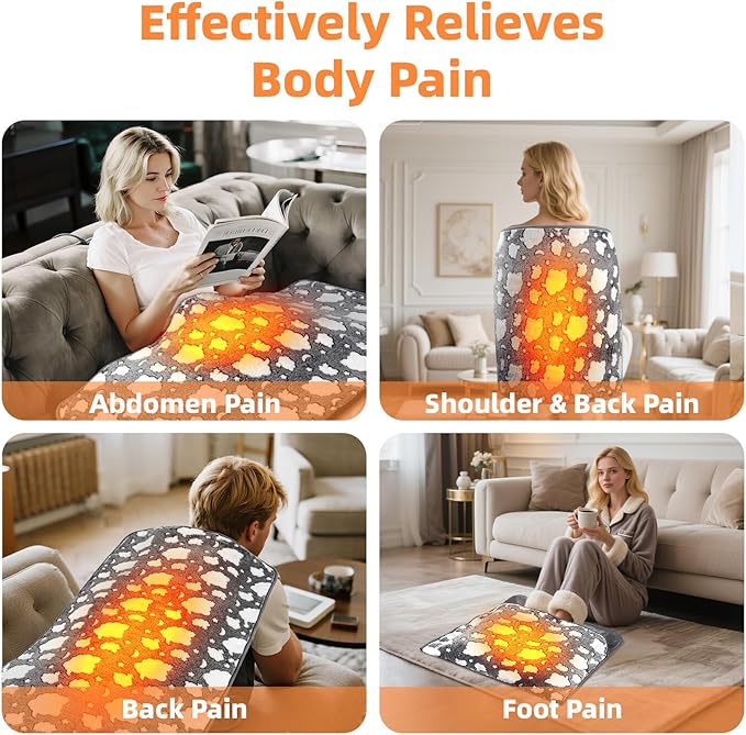 2-in-1 Heating Pads Large for Back Pain 40"x24", Foot Warmers for Feet XXXL Electric Heat Pad for Period Cramps & Full Body, 4 Timer Auto Shut Off(Max 4H)/9 Heat/10ft Cord Heating Blanket,Grey