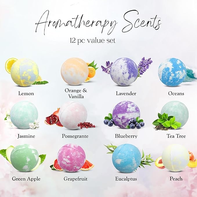 EvolutionUSA 12 Mother’s Day Bath Bombs for Women – Beautiful Bath Bombs for Mom, Thoughtful Mother’s Gift of Luxury & Relaxation, Gorgeous Bath Balls Set, Lush Aramotherpy Bathbombs, Gift Set Women