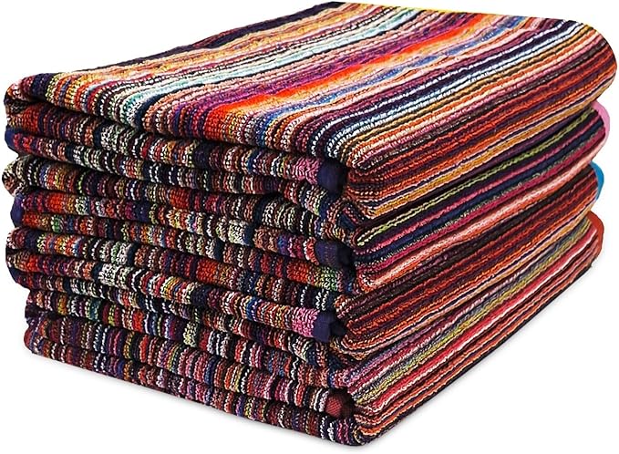BolBom*S Bath Towel Set 4 Pack,30 x 60 Inches Large 100% Cotton Stripe Bath Towel Soft,Absorbent and Quick Dry Towels for Bathroom, Pool, Beach, Swim and Yoga, Bathroom Towels for Daily Use