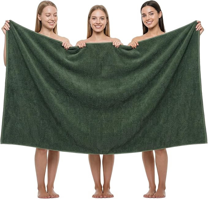 REDKISS Pack of 1 Jumbo Bath Sheet, 40 x 80 Inches Microfiber Oversized Bath Towel for Bathroom, Extra Large & Lightweight, Quick-Dry, Super Soft & Highly Absorbent, Perfect to Wrap Yourself In, Olive