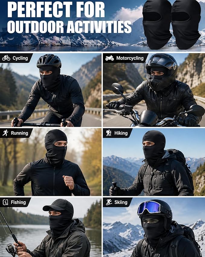 SATINIOR 6 Pcs Ski Mask Cover Balaclava Full Face Mask Summer Face Cover UV Windproof Balaclava for Men Women Outdoor Sports
