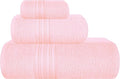 BOUTIQUO Ultra Soft 3 Pack Cotton Towel Set, Contains a Bath Towels 28x55 inch, a Hand Towels 16x24 inch & a Wash Coths 12x12 inch, Ideal Everyday use, Compact & Lightweight - Pink