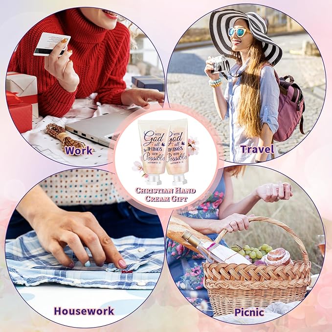 50 Pack Christian Hand Lotion Bulk Gifts for Women Mother's Day Gifts Bible Mini Travel Hand Lotion for Women Church Appreciation(Cute)