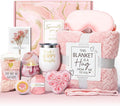 Mothers Day Birthday Gifts for Women Self Care Get Well Soon Gifts, Rose Relaxing Spa Gift Basket Thinking of You Care Package with Flannel Blanket, Unique Gift for Her Mom Wife Grandma Friend Sister