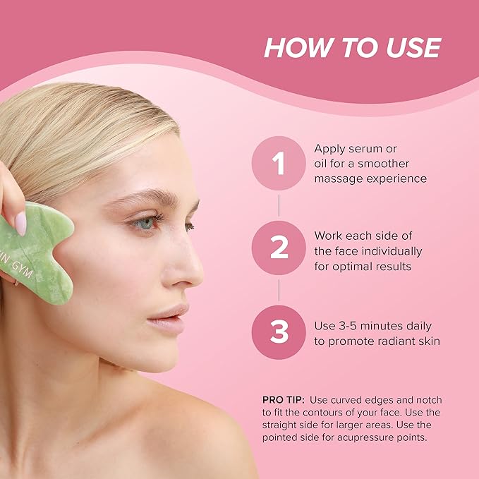 SKIN GYM Jade Sculpty Heart Gua Sha Tool, Heart-Shaped Facial Massage Tool for Sculpting and Relaxation