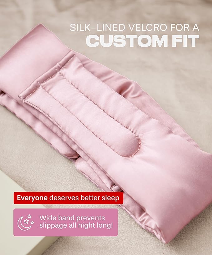 SUNDAYSILKS™ | Adjustable Silk Sleep Mask for Side Sleeper | Cloud-Like Comfort, Weighted for Deep Sleep | Soft Sleep Face Mask for Women & Men, Full Blackout, Cooling Silk Eye Mask for Sleeping