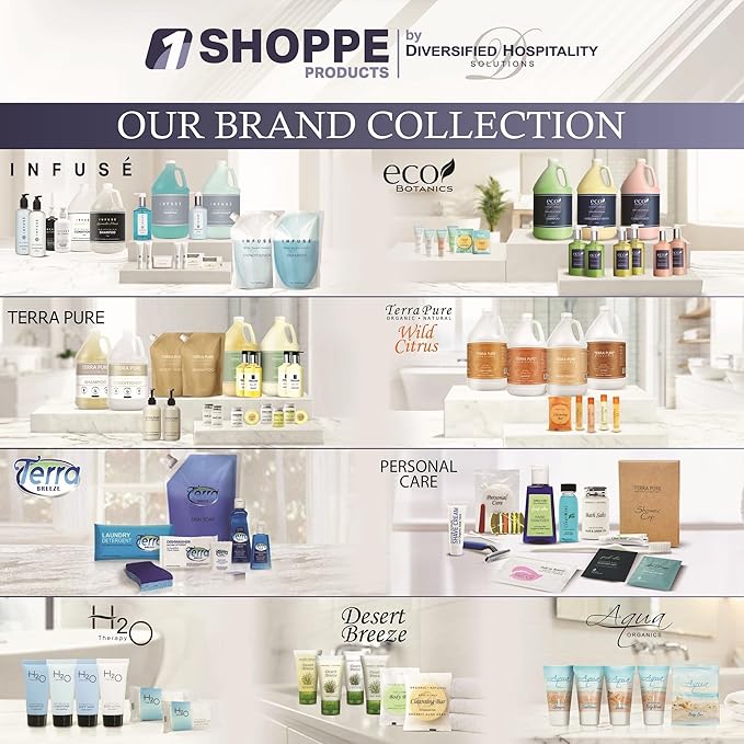 1-Shoppe Infuse Lavender Mint Spa Collection Amenities Set | 10.14 oz Pumps | Shampoo, Conditioner, Hand/Body Wash, Lotion