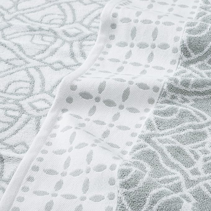 Modern Threads Monroe 6-Piece 100% Cotton Towel Set – Reversible Yarn Dyed Jacquard & Solid – Includes 2 Bath Towels, 2 Hand Towels, 2 Washcloths – Absorbent, Quick Dry, Soft & Durable – Dark Sage