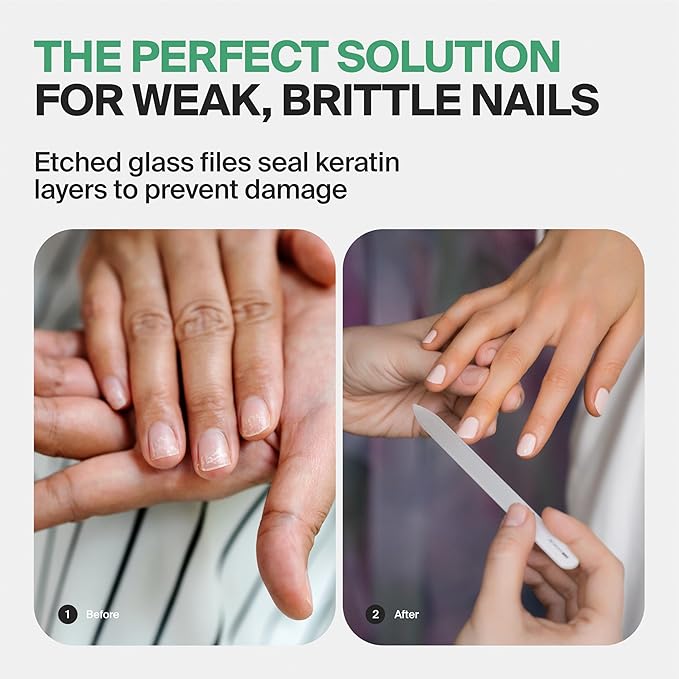 GERMANIKURE Glass Nail File - More Glitter Less Bitter - No Sleeve - Professional Manicure & Pedicure Products for Smooth Easy Shaping of Natural Nails