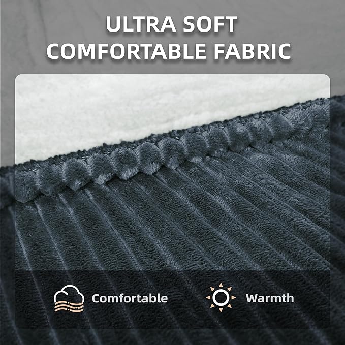 JET'S HOME Heated Blanket 50"x60" - ETL Certified Flannel Electric Throw Machine Washable Heating Blanket with 9 Heating Levels 10 Hours Adjustable Auto-Off (Ash Blue)