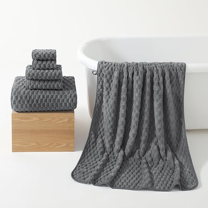 REDKISS Gray Bath Towel Sets XL - 35"x70" Extra Large Bathroom Towels of 6, Super Soft Oversized Bath Sheets for Adults, Microfiber Baths Towels Set, Luxury Shower Towel for Bathroom Hotel