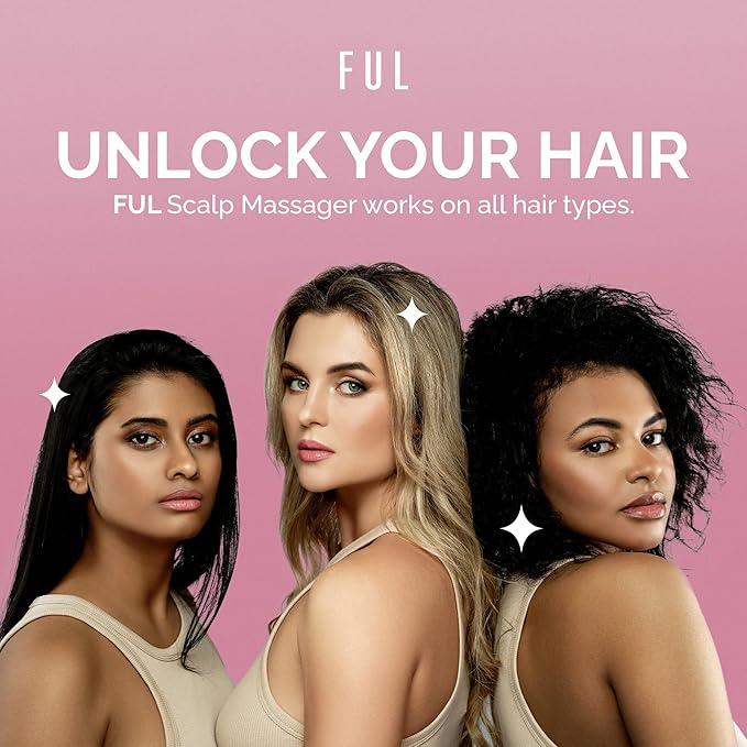 FUL Scalp Massager with Super Soft Silicone Brush for Hair Growth and Exfoliating Scalp, Ideal Scalp Massager Hair Growth Tool and Scalp Brush for Stimulating Hair and Cleansing (Pink)