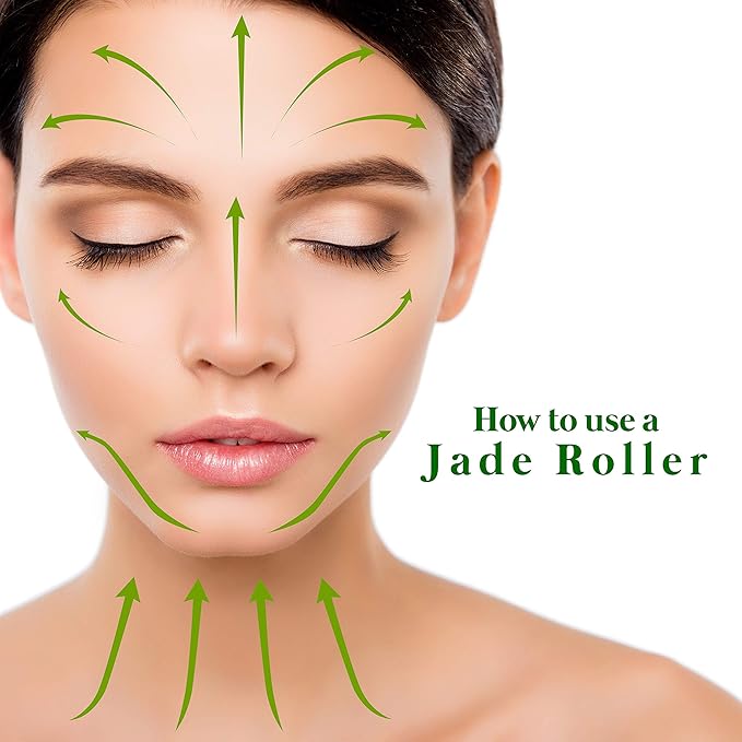 Jade Roller for Face - Real Jade Stone Massager Tool for Lymphatic Drainage - Facial Massage Tool for Skin Beauty