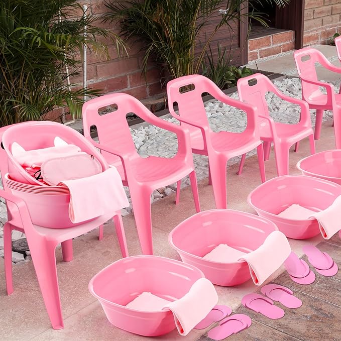 Jeyiour 72 Pcs Foot Spa Set for Girls Include Foot Tub Washbasin Hand Towels Spa Kit Accessories for Party