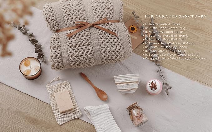 Cozy Care Package for Women – Warm & Comforting Thinking of You Gift Box for Birthday,BES Friend Gift, Get Well Soon, Sympathy, Self Care,Cancer Care & Encouragement(TAN)