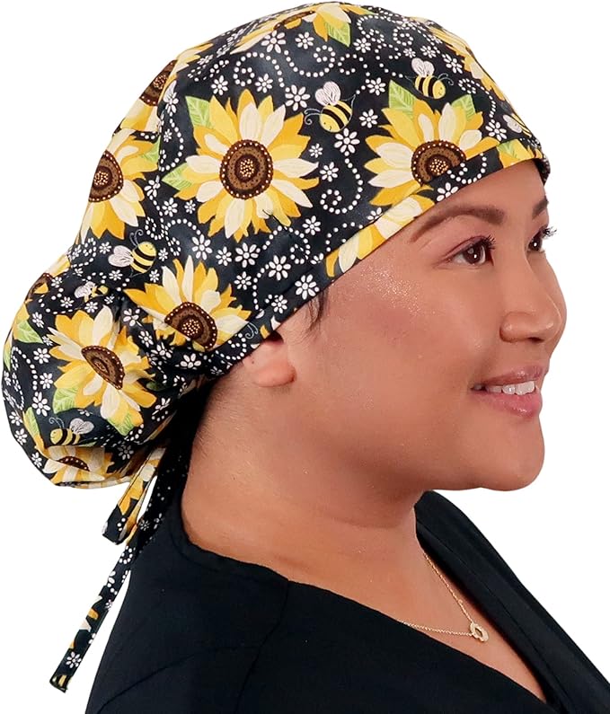 Sparkling EARTH Big Hair Ponytail Classic Surgical Style Scrub Working Cap - Made in The USA!!!