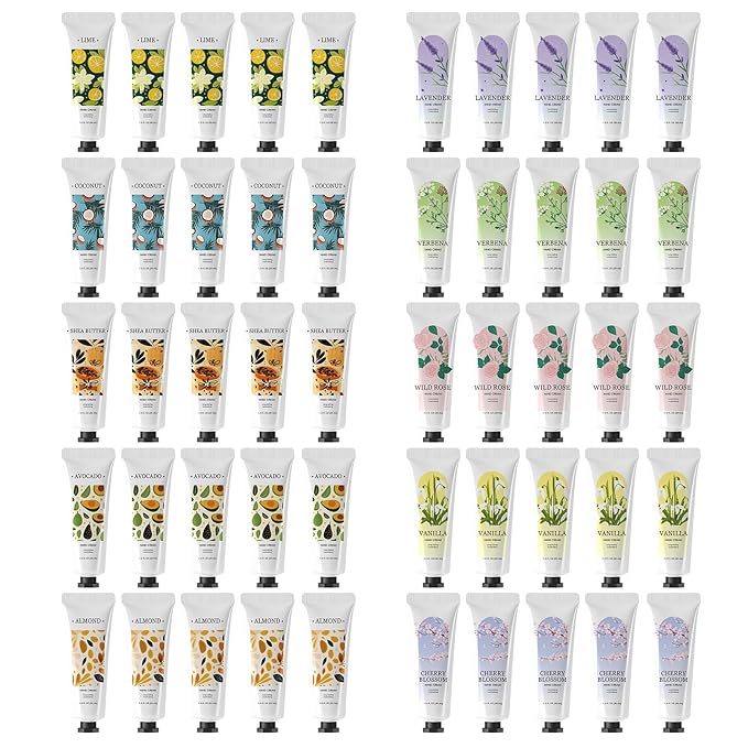 BODY & EARTH Hand Cream Bulk 50 Pack Small Gifts for Women Hand Lotion Travel Size Mini Lotion Creams & Lotions Set Mother's Day Gift Bridesmaid Gifts